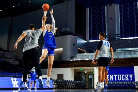 Clara Strack.
Kentucky women’s basketball first practice in Historic Memorial Coliseum.
Photo by Eddie Justice | UK Athletics